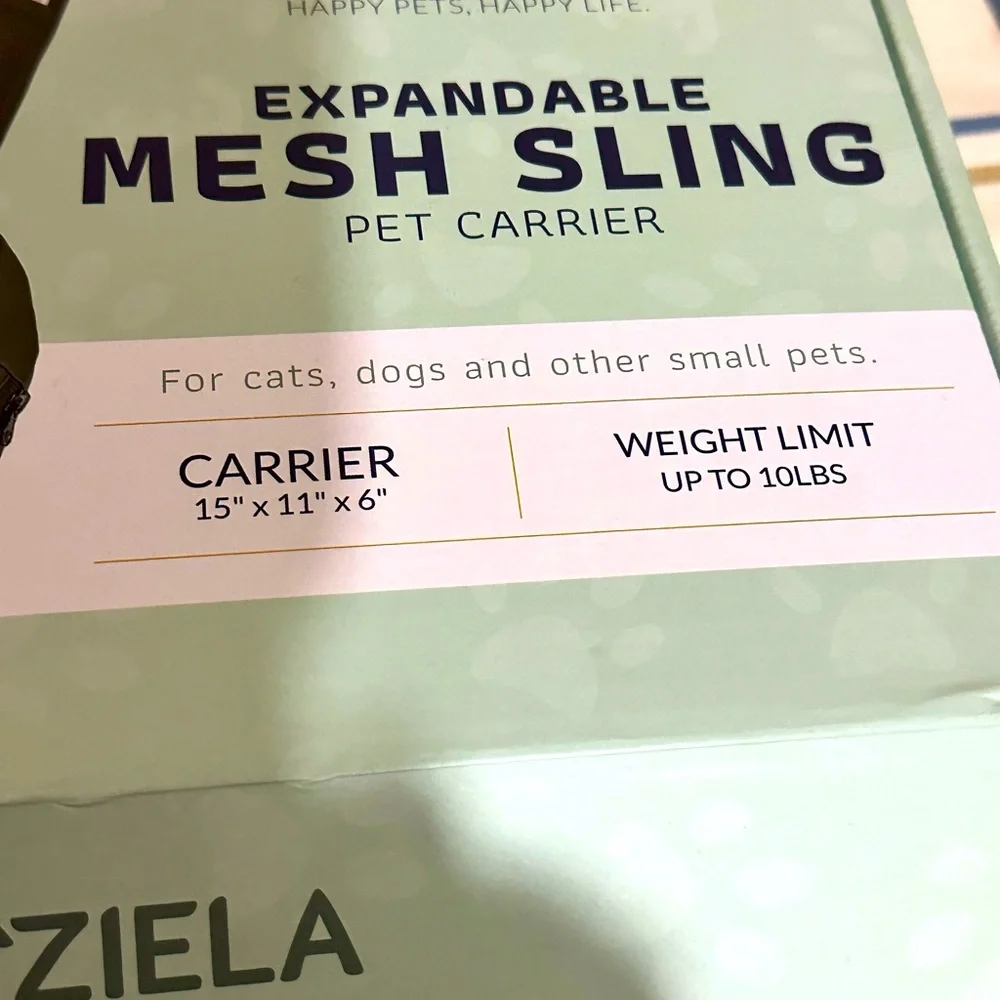 NIB Katziela small dog or cat sling carrier (dog just would not even go in)